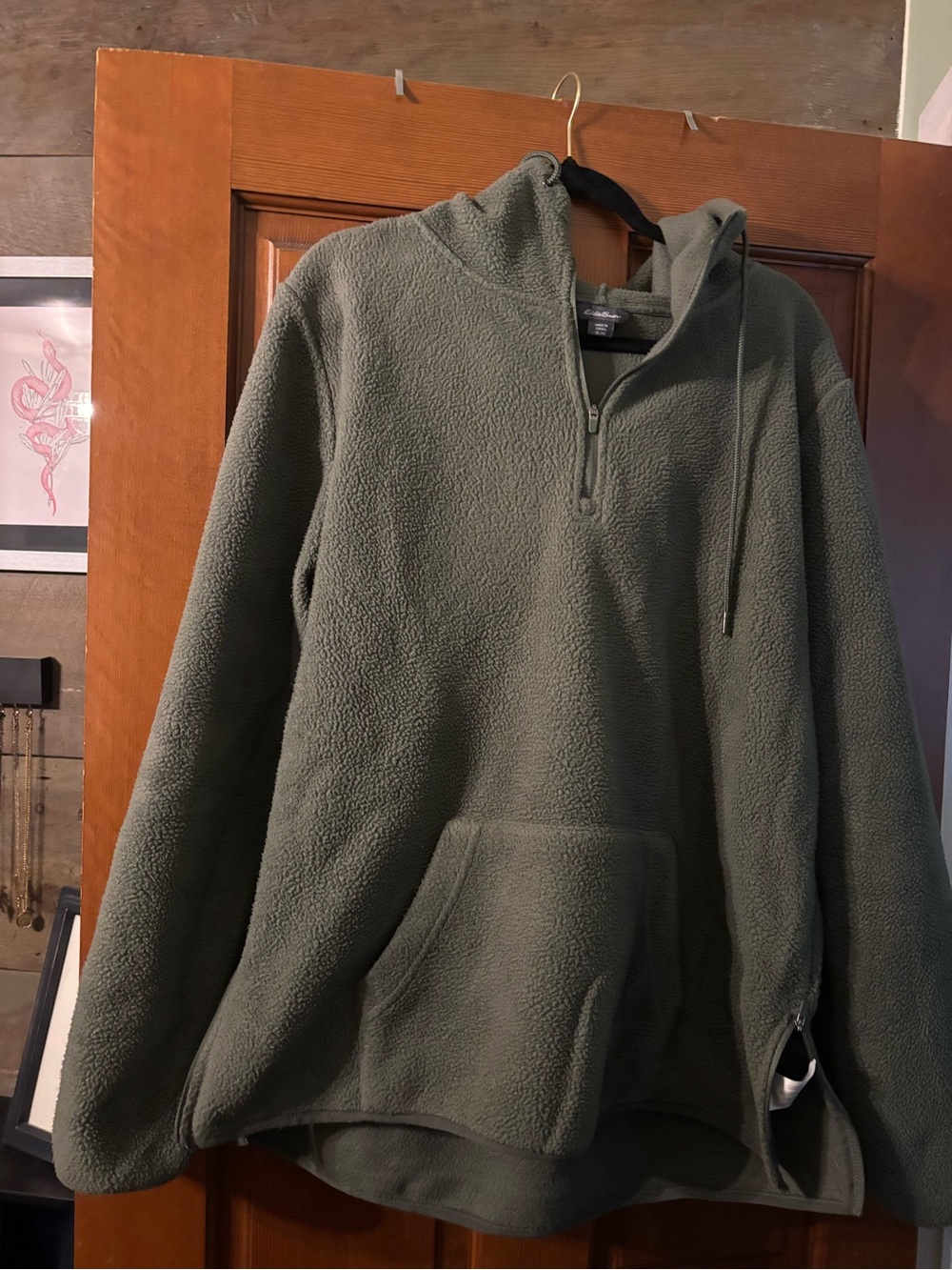 Eddie Bauer Olive Green Sherpa Zip-Up Hoodie